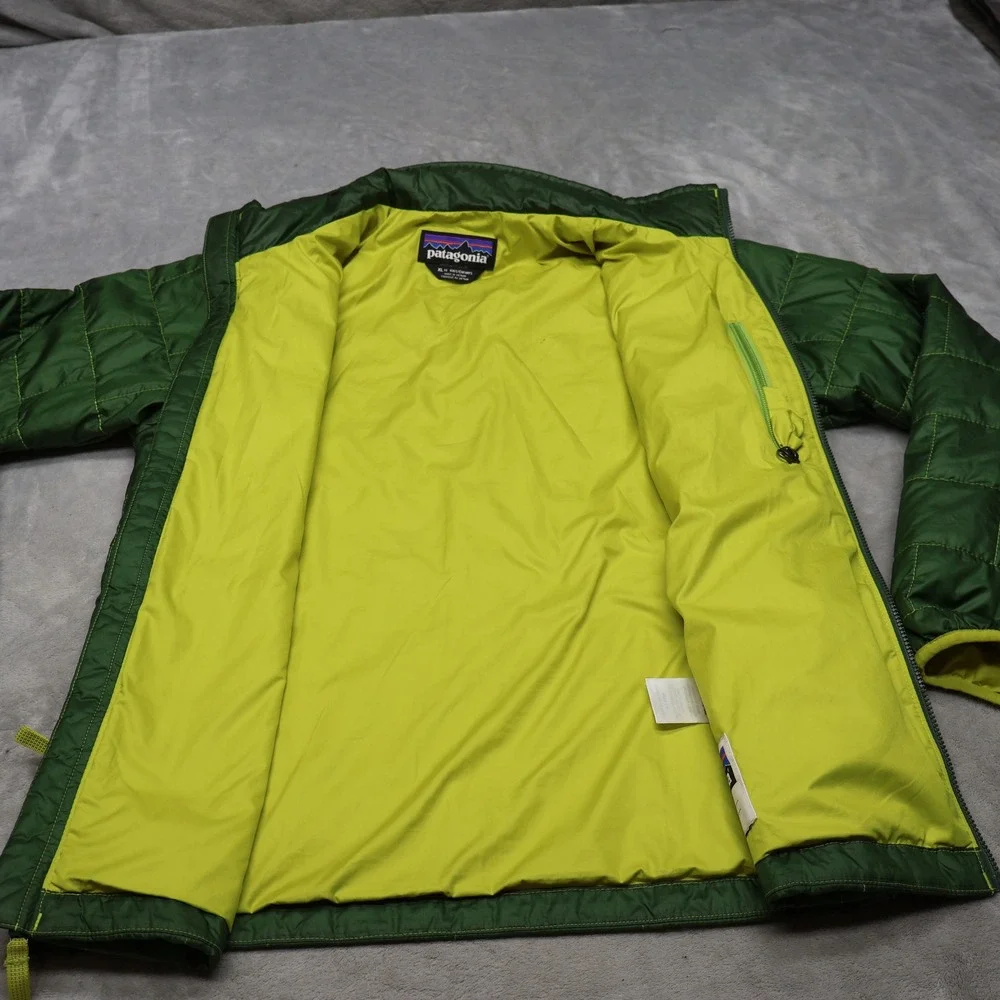 Patagonia Jacket Boys XL 14 Green Nano Puff Brick Quilt Insulated Full Zip Light